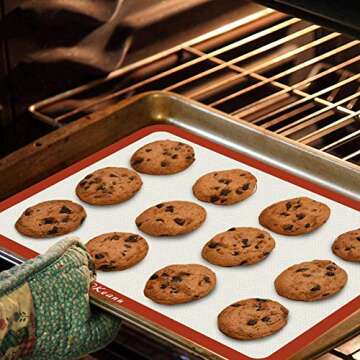 Silicone Baking Mats, Non-stick Silicone Baking Sheet Bakeware Mat for Macaron, Pastry, Cookie, Bun, Bread Making-2 Half Sheet + 2 Quarter Sheet