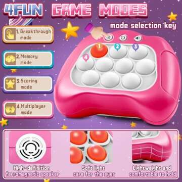 Aolgen Quick Push Game，Pop Game Fidget Toys, Fast Push Bubble Game, Handheld Puzzle Game Sensory Toys ，Light Up Push Pop Game for Kids 3-12 Girls and Boys Teens Adults Decompression (Pink)