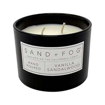Sand + Fog Scented Candle - Vanilla Sandalwood – Additional Scents and Sizes – 100% Cotton Lead-...