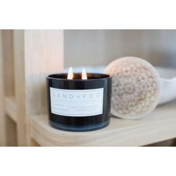 Sand + Fog Scented Candle - Vanilla Sandalwood – Additional Scents and Sizes – 100% Cotton Lead-Free Wick - Luxury Air Freshening Jar Candles - Perfect Home Decor – 12oz