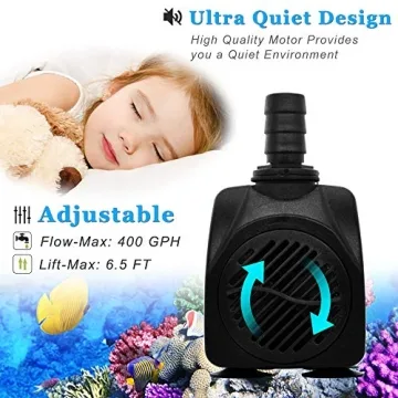 PULACO 400GPH Water Pump for Aquariums & Pond Use