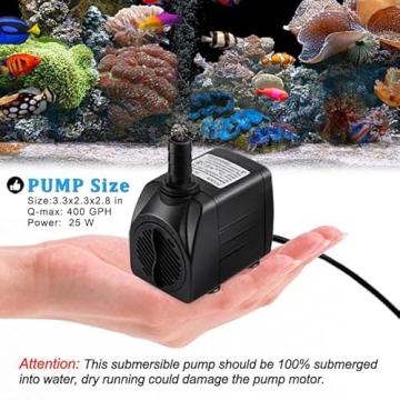PULACO 400GPH Water Pump for Aquariums & Pond Use