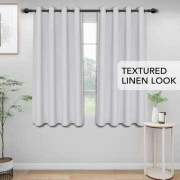 Easy-Going Linen Look Blackout Curtain 84 Inch Length Grommet Window Curtain Drapes for Bedroom, Liv...