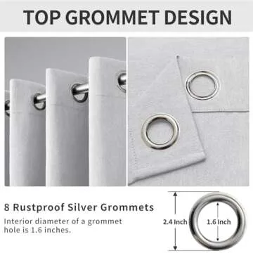 Easy-Going Linen Look Blackout Curtain 84 Inch Length Grommet Window Curtain Drapes for Bedroom, Living Room Thermal Insulated Room Darkening (Set of 2 Panels, Greyish White)