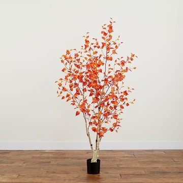 Nearly Natural 6ft Autumn Birch Tree for Home Decor