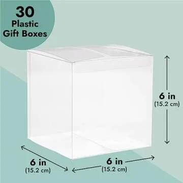 Juvale 30-Pack Clear Boxes - 6 x 6 Inch Transparent Packaging - Ideal Treat Gift Box or Mini Cake Container for Weddings, Baby Showers & More - Dessert & Gift Containers