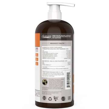 Wild Alaskan Salmon Oil for Dogs & Cats - Skin & Coat Omega 3 Fish Oil Liquid Food Supplement for Pets - Made in USA - Natural EPA + DHA Fatty Acids for Joint Function, Immune & Heart Health Support