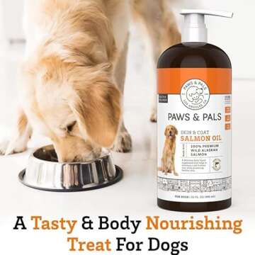 Wild Alaskan Salmon Oil for Dogs & Cats - Skin & Coat Omega 3 Fish Oil Liquid Food Supplement for Pets - Made in USA - Natural EPA + DHA Fatty Acids for Joint Function, Immune & Heart Health Support