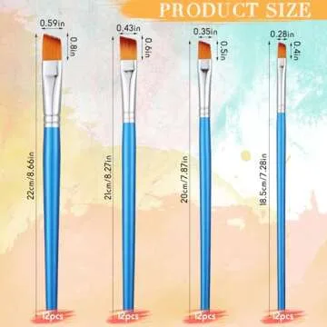 Sherr 48 Pcs Paint Brush Set Bulk Acrylic Brush Wood Paint for Detail Art Crafts Kids Artist Adult W...