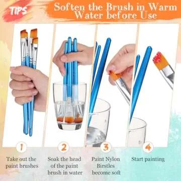 Sherr 48 Pcs Paint Brush Set Bulk Acrylic Brush Wood Paint for Detail Art Crafts Kids Artist Adult Watercolor Oil Face Body(0.28, 0.35, 0.43, 0.59 Inch,Angle Style)