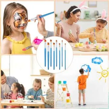 Sherr 48 Pcs Paint Brush Set Bulk Acrylic Brush Wood Paint for Detail Art Crafts Kids Artist Adult Watercolor Oil Face Body(0.28, 0.35, 0.43, 0.59 Inch,Angle Style)