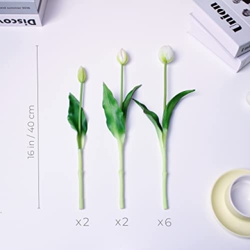 WAKISAKI Real Touch Fake Tulips - 10-Pack Premium Decor