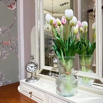 WAKISAKI Real Touch Fake Tulips - 10-Pack Premium Decor