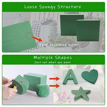 Prashent 3Pcs Floral Foam Blocks,Green Wet Dry Flower Foam Plant Foam for Fresh & Artificial Flower Arrangements DIY Craft 5.5”L x 3.1”W x 1.7”H