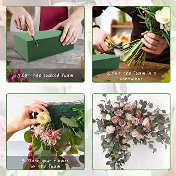 Prashent 3Pcs Floral Foam Blocks,Green Wet Dry Flower Foam Plant Foam for Fresh & Artificial Flower Arrangements DIY Craft 5.5”L x 3.1”W x 1.7”H