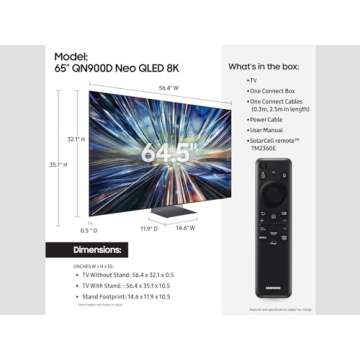 SAMSUNG 65-Inch Class QLED 8K QN900D Series Neo Quantum HDR Smart TV w/Dolby Atmos, Object Tracking ...