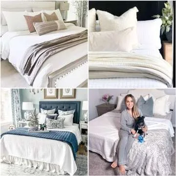 Southshore Fine Living, Inc. White King Quilt Set with 2 Pillow Shams, Lightweight Coverlet, King Size Quilt, Stain & Pet Hair Resistant Bedding Set, Standard/California Size, Bright White
