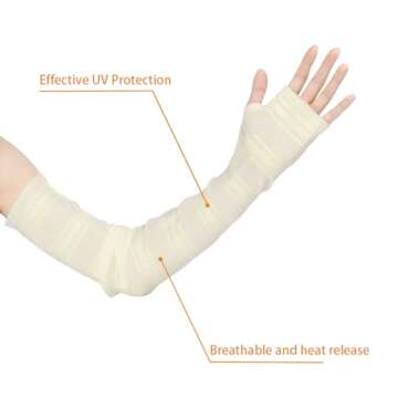 uxcell Women's Outdoor Long Gloves Soft Sun Block Fingerless Arm Sleeves Length:19 5/8 inches Khaki