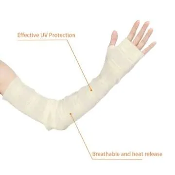 uxcell Women's Outdoor Long Gloves Soft Sun Block Fingerless Arm Sleeves Length:19 5/8 inches Khaki