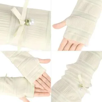 uxcell Women's Outdoor Long Gloves Soft Sun Block Fingerless Arm Sleeves Length:19 5/8 inches Khaki