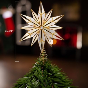 Elegant 10-Light Capiz Star Treetop for Christmas Trees