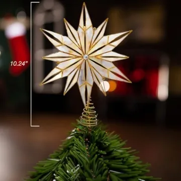 Elegant 10-Light Capiz Star Treetop for Christmas Trees