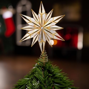 Elegant 10-Light Capiz Star Treetop for Christmas Trees