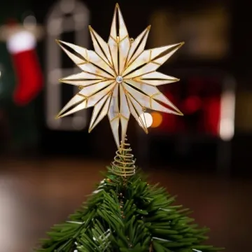 Elegant 10-Light Capiz Star Treetop for Christmas Trees