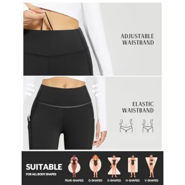 BALEAF Women's Fleece Lined Leggings with 5 Pockets, Thermal Warm Winter Tights High Waisted Thick Yoga Pants Cold Gear Black XS