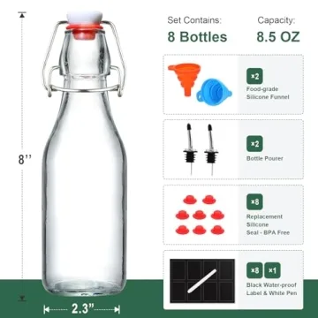 AOZITA 8-Pack 8.5oz Flip Top Bottles for Brewing