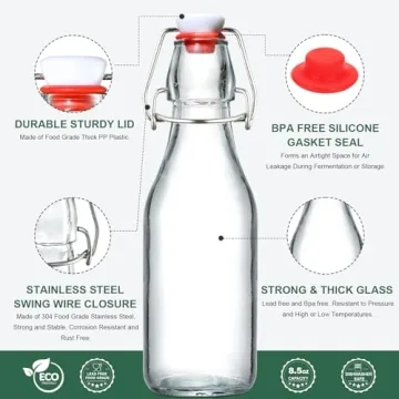 AOZITA 8-Pack 8.5oz Flip Top Bottles for Brewing
