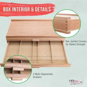 U.S. Art Supply 2-Drawer Storage Box for Art Supplies