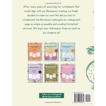 Montessori Language Workbook Preschool Skills: Realistic Images, Calm & Clean, Correct Phonetic Soun...