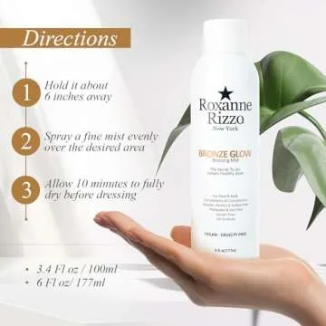 Bronze Glow By Roxanne Rizzo - Celebrity Choice Bronzer - Refreshing Hydrating Bronzing Mist - Face & Body Bronzer - Use as a setting spray or wear alone - Blends into all skin tones
