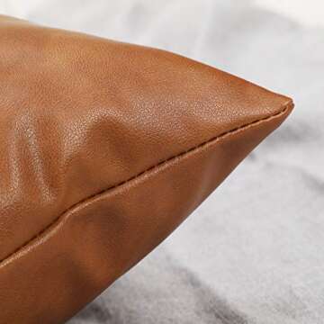 SEEKSEE Faux Leather Lumbar Pillow Cover 12x20 inch, Modern Country Style Decorative Lumbar Pillow for Bedroom Living Room Sofa Brown Accent Pillows.