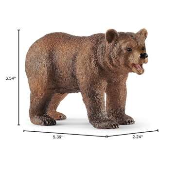 Schleich Wild Life, 4-Piece Playset, Animal Toys for Kids Ages 3-8, Grizzly Bear Mother with Cub and Fish