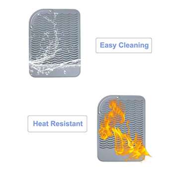 Heat Resistant Mat for Curling Iron, Flat Irons and Hair Straightener Hair Styling Tools 9" x 6.5", Food Grade Silicone, Grey