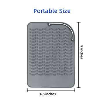 Heat Resistant Mat for Curling Iron, Flat Irons and Hair Straightener Hair Styling Tools 9" x 6.5", Food Grade Silicone, Grey