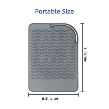 Heat Resistant Mat for Curling Iron, Flat Irons and Hair Straightener Hair Styling Tools 9" x 6.5", Food Grade Silicone, Grey