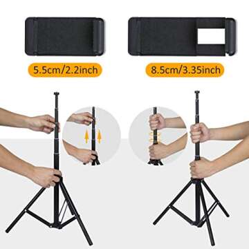 Gugusure Ring Light, 10" Led Ring Light with Tripod Stand & Phone Holder for Live Stream/Make Up/YouTube, Selfie Ring Light with 3 Light Modes and 10 Brightness Level, Compatible with iPhone/Android