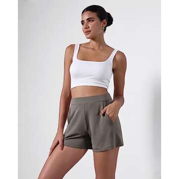ODODOS Modal Soft Relaxed Shorts with Pockets for Women High Wasit Casual Shorts, Deep Grey, Small