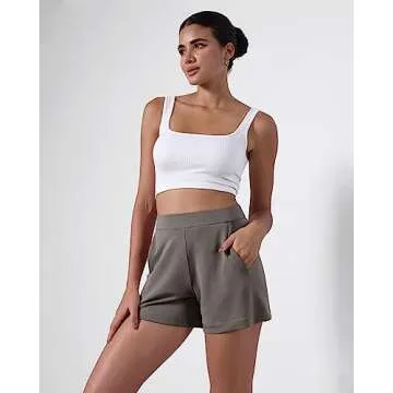 ODODOS Modal Soft Relaxed Shorts with Pockets for Women High Wasit Casual Shorts, Deep Grey, Small