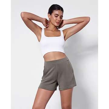 ODODOS Modal Soft Relaxed Shorts with Pockets for Women High Wasit Casual Shorts, Deep Grey, Small
