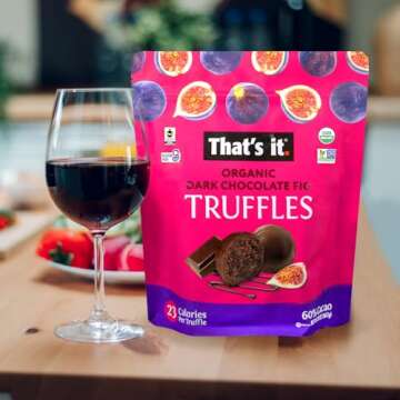 That's it. Organic Dark Chocolate & Fig Truffles. 100% Plant-Based, Vegan, Gluten-Free, All Natural, 23 Calories Per Truffle (20 OZ)
