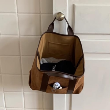 Suede Tote Bag for Women Slouchy Work Bag Large Capacity Top Handle Bag Faux Suede Bag Shoulder Hobo Bag Handbag