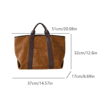 Suede Tote Bag for Women Slouchy Work Bag Large Capacity Top Handle Bag Faux Suede Bag Shoulder Hobo Bag Handbag