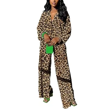 Kaimimei Casual 2 Piece Outfit for Women - Chic Matching Set with Leopard Print