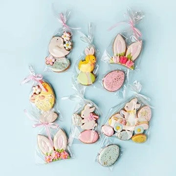 Yotelab 100 Pcs Cellophane Treat Bags with Twist Ties