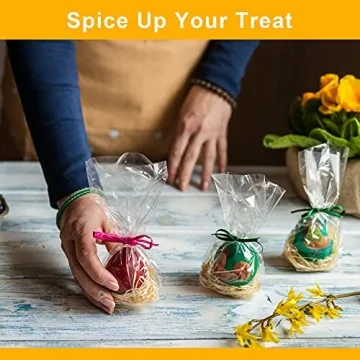 Yotelab 100 Pcs Cellophane Treat Bags with Twist Ties