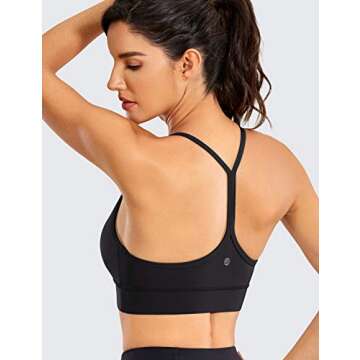 CRZ YOGA Y Back Racerback Sports Bras for Women - Spaghetti Straps Padded Yoga Sports Bras for Women A01-Black Small